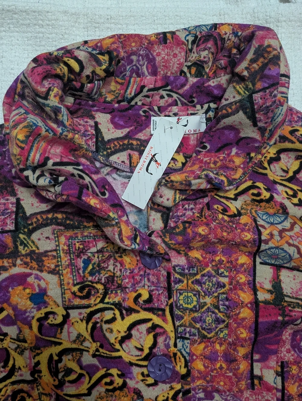 ROSSI Rima Multicolor  Print Cardigan Jacket - Picture 3 of 13
